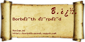 Borbáth Árpád névjegykártya