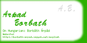 arpad borbath business card